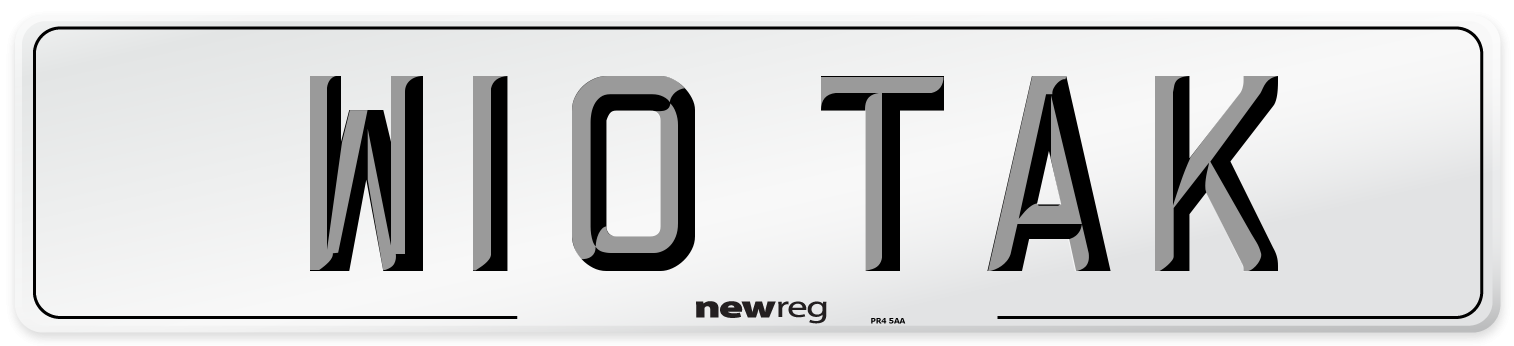 W10 TAK Number Plate from New Reg